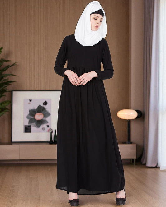 Simple Abaya With Gather On Waistline