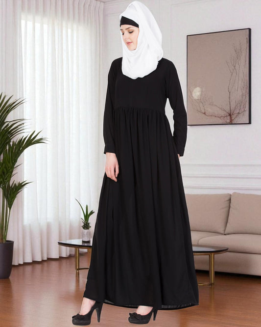 Simple Abaya With Gather On Waistline