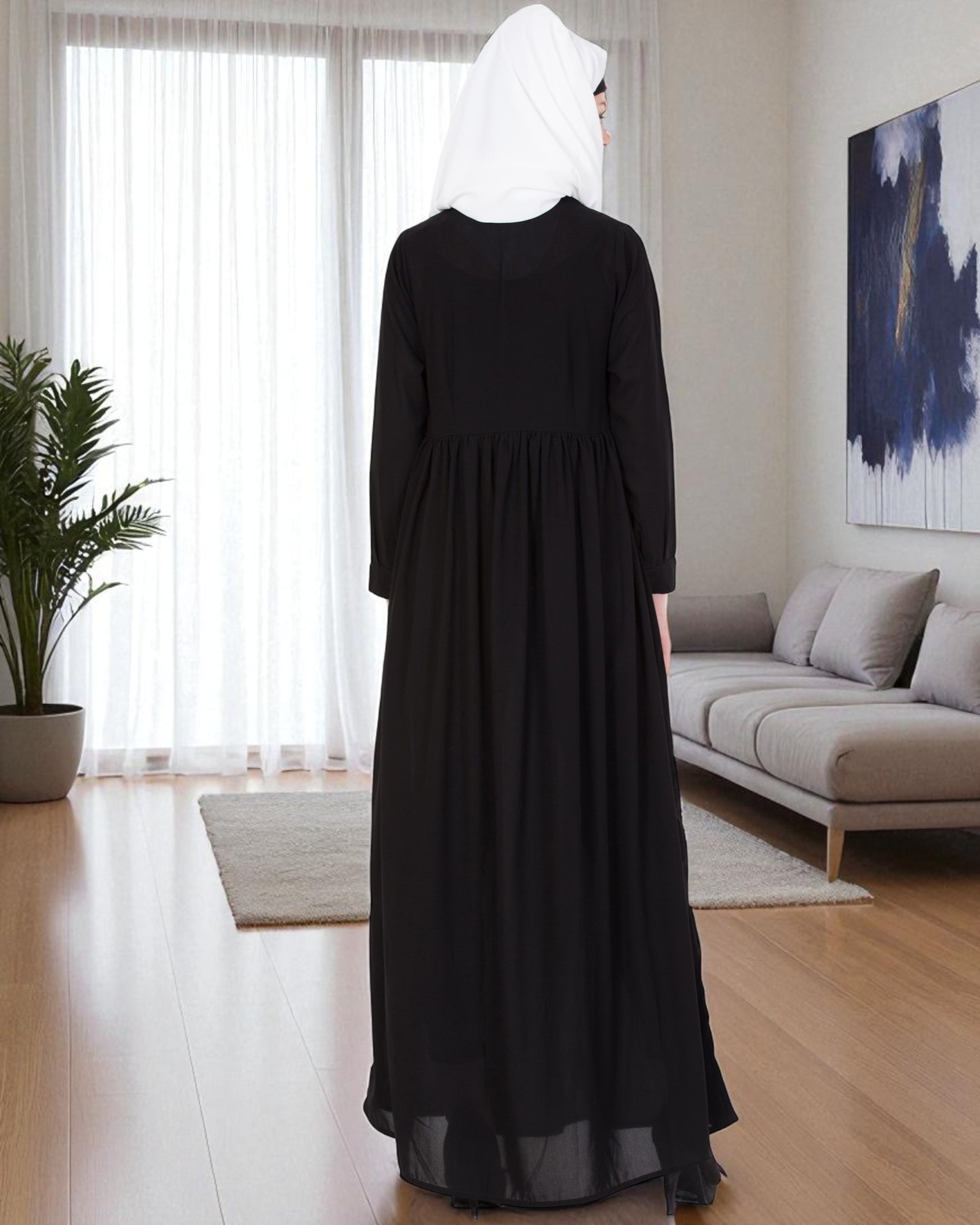 Simple Abaya With Gather On Waistline