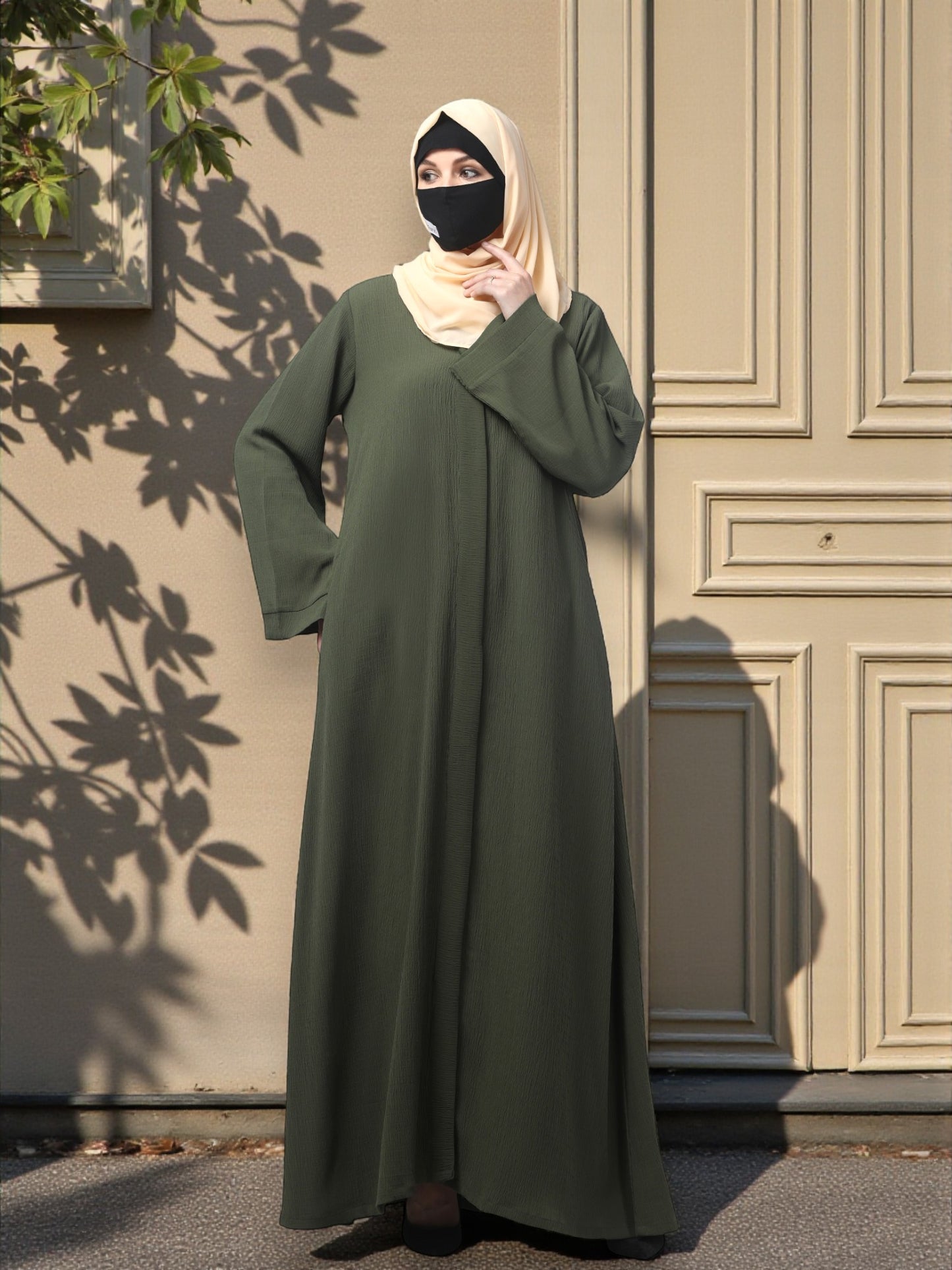 Front Open Abaya in Zamzam Crush – Subtle Elegance with a Crushed Finish