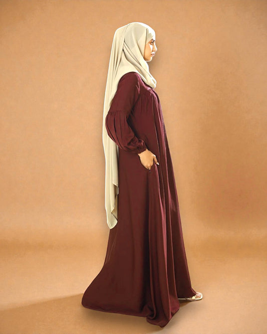 Front Open Firdaus Fabric Abaya with Designer Sleeves