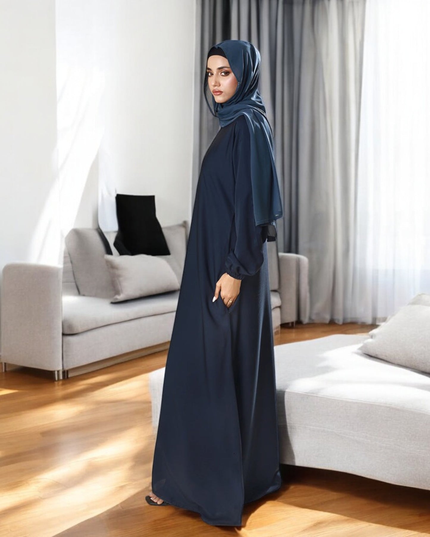 A-Line Firdaus Fabric Abaya with Zipper Opening