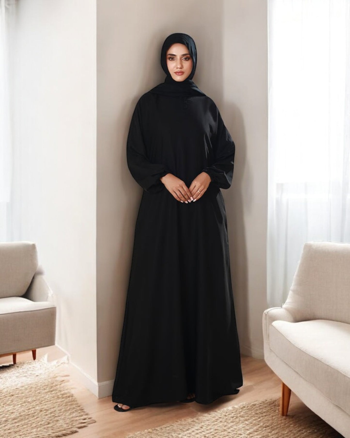 A-Line Firdaus Fabric Abaya with Loop Buttons