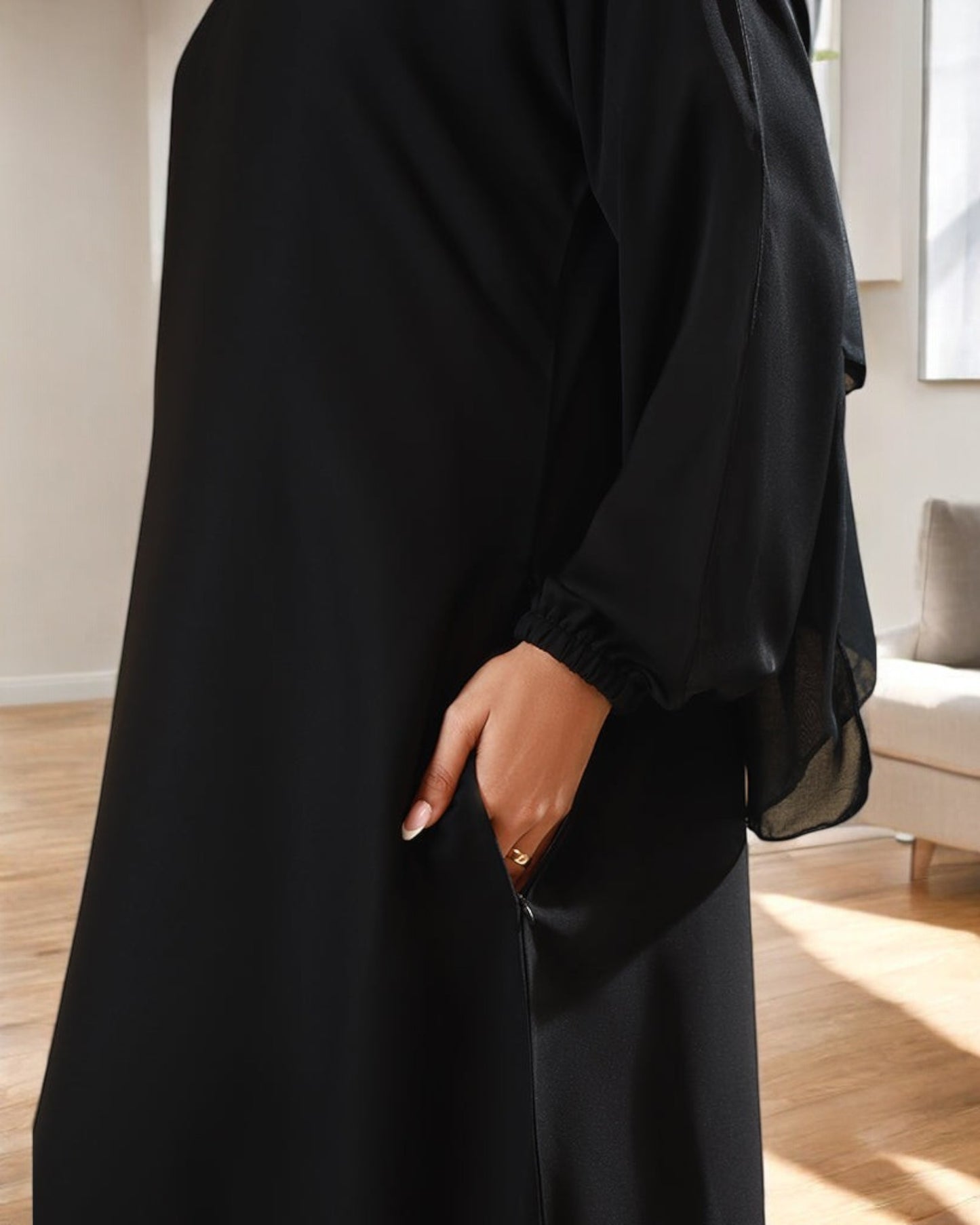 A-Line Firdaus Fabric Abaya with Loop Buttons