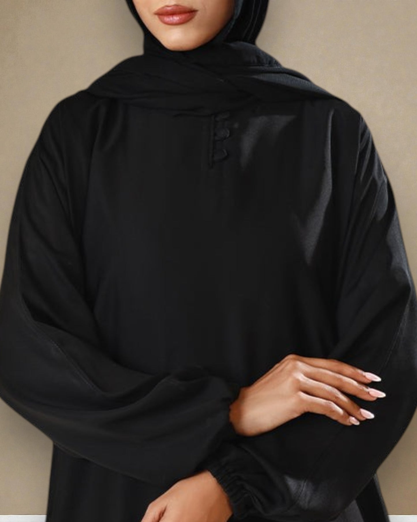 A-Line Firdaus Fabric Abaya with Loop Buttons