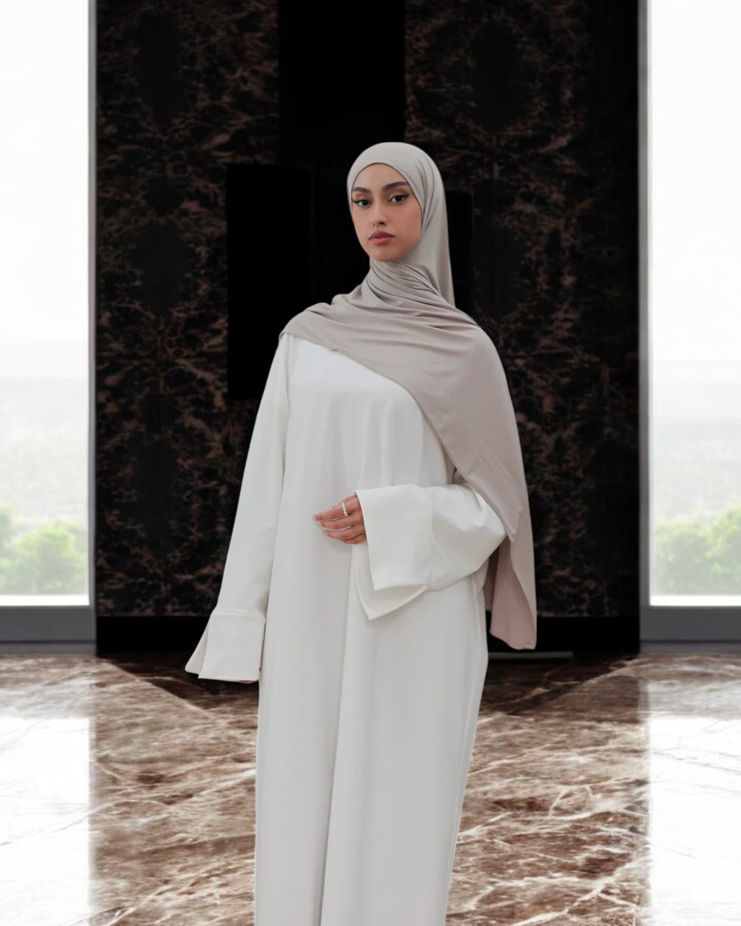 Simple A-Line Abaya with Flared Sleeves in Premium CEY Crush Fabric