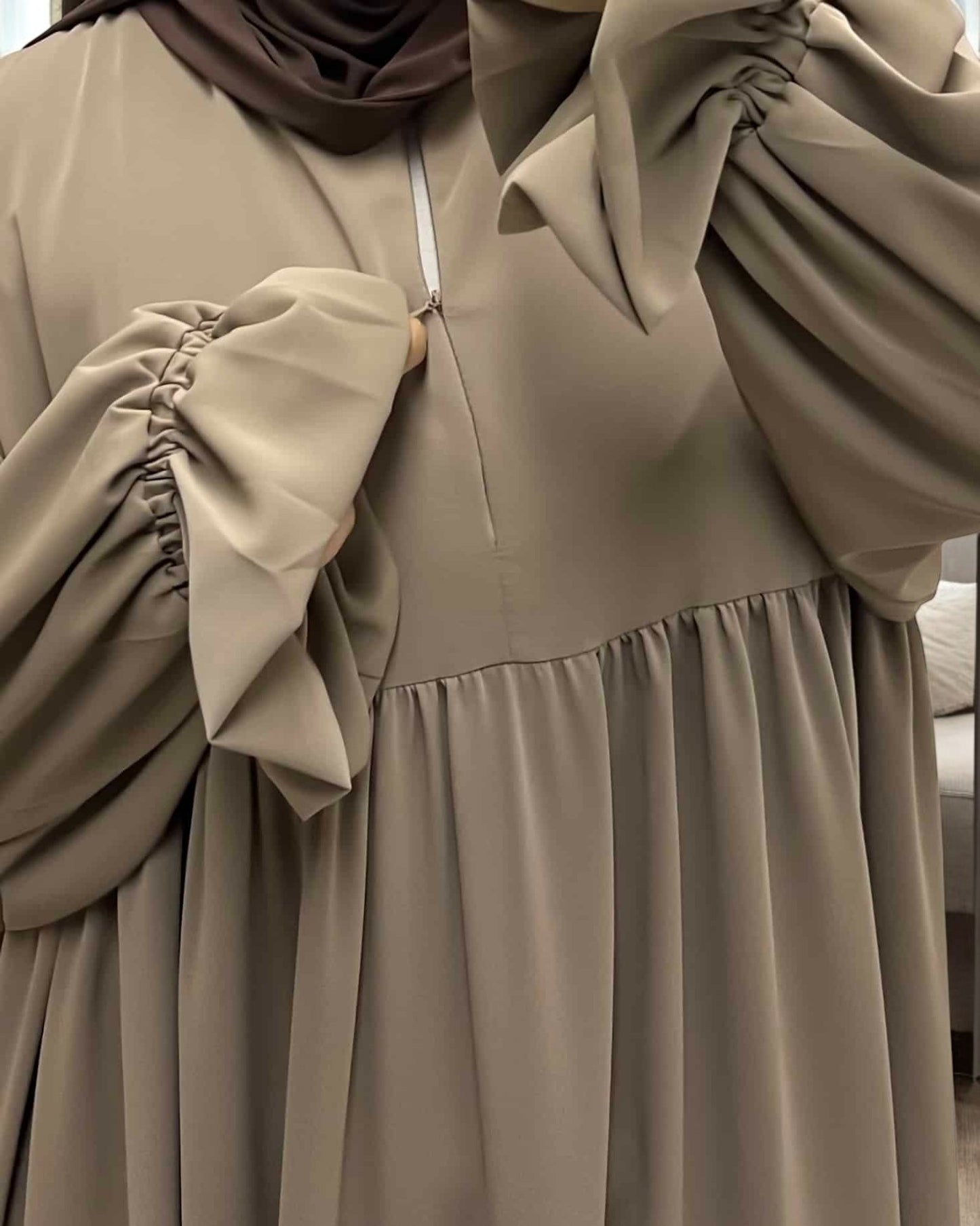 Loose Fit Firdaus Fabric Abaya with Bell Sleeves