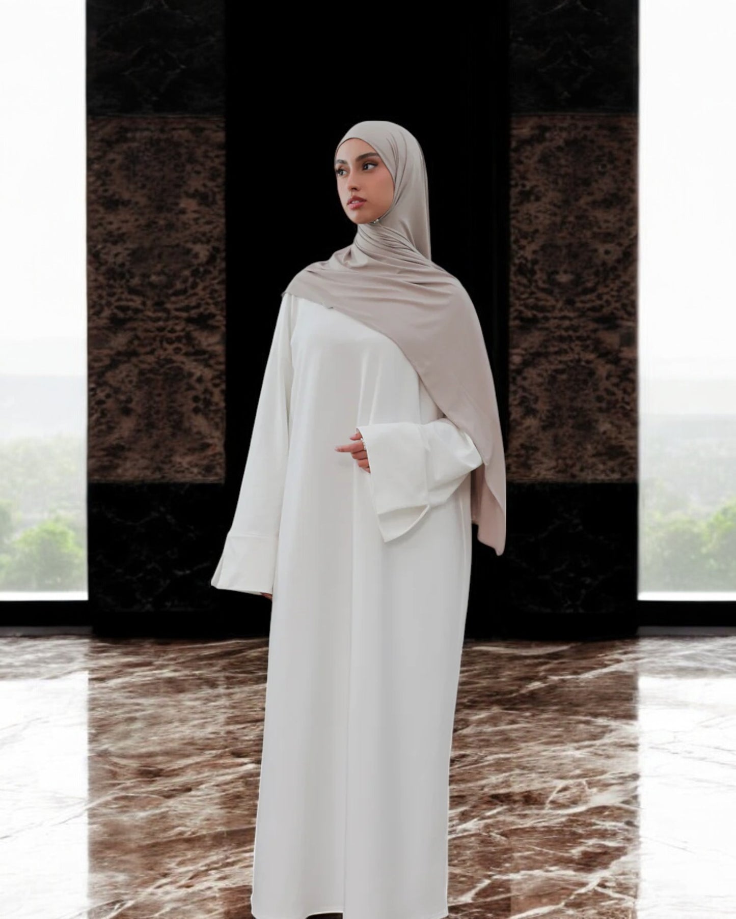 Simple A-Line Abaya with Flared Sleeves in Premium CEY Crush Fabric