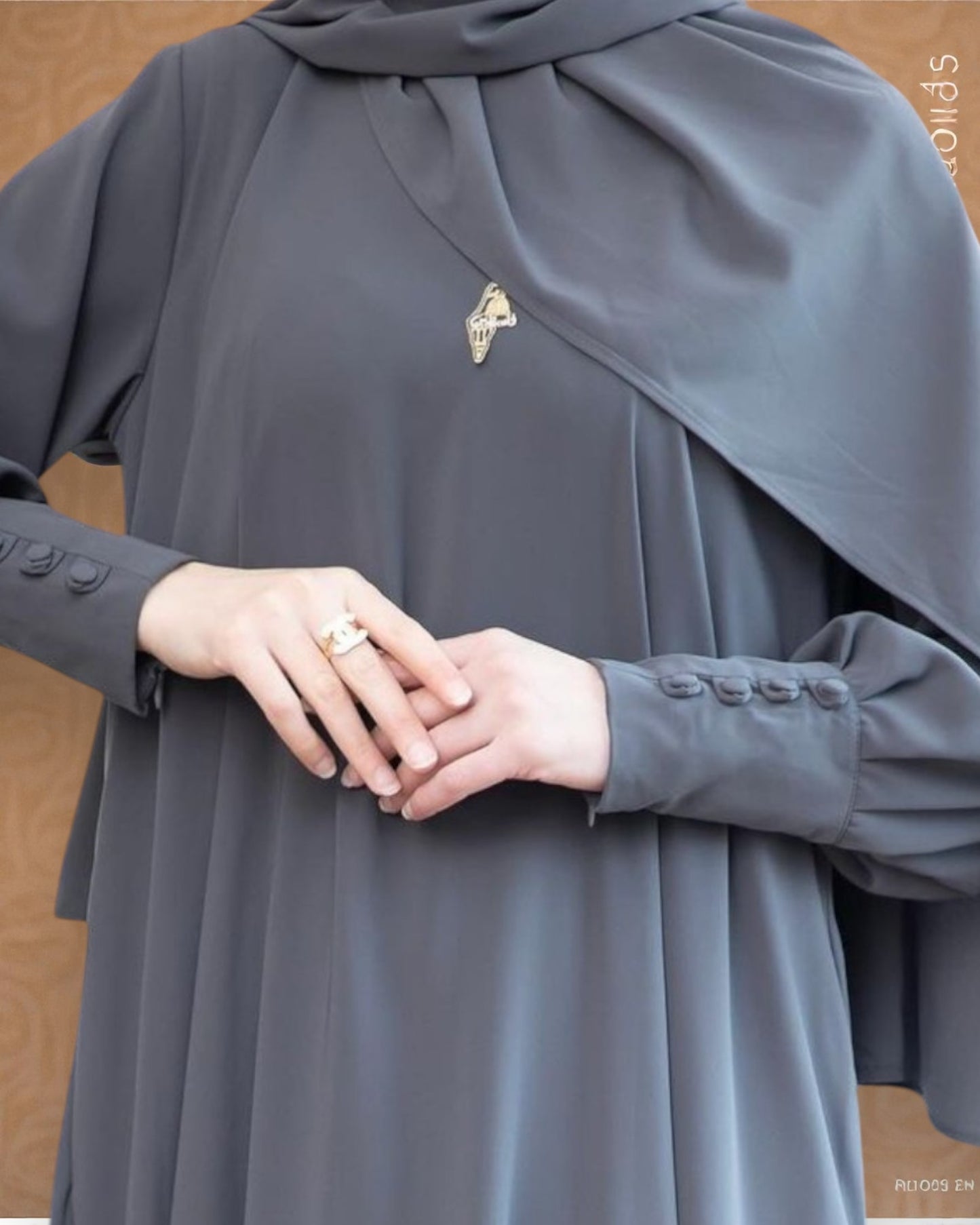 Umbrella Flare Firdaus Fabric Abaya with Cuff Sleeves