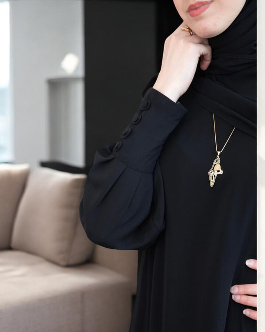 Umbrella Flare Firdaus Fabric Abaya with Cuff Sleeves