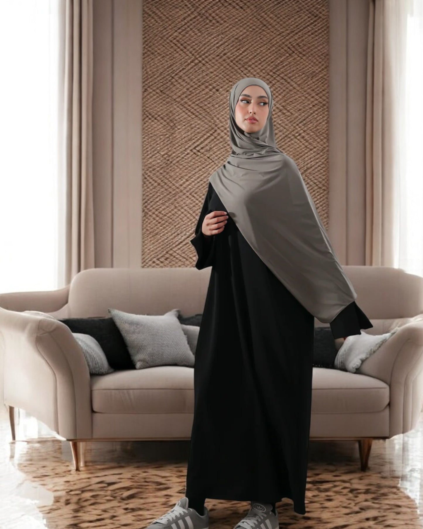 Simple A-Line Abaya with Flared Sleeves in Premium CEY Crush Fabric