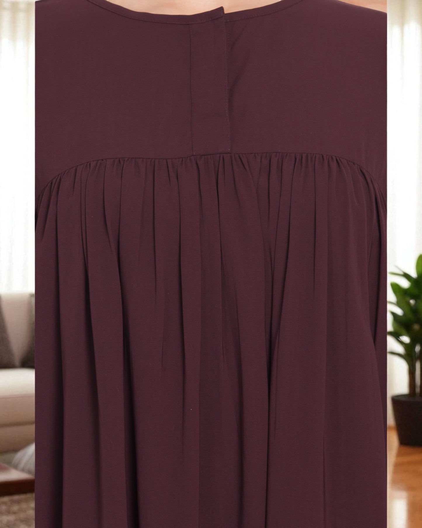 Loose From Chest| Arabian Abaya With Gather and Smocky Sleeves.