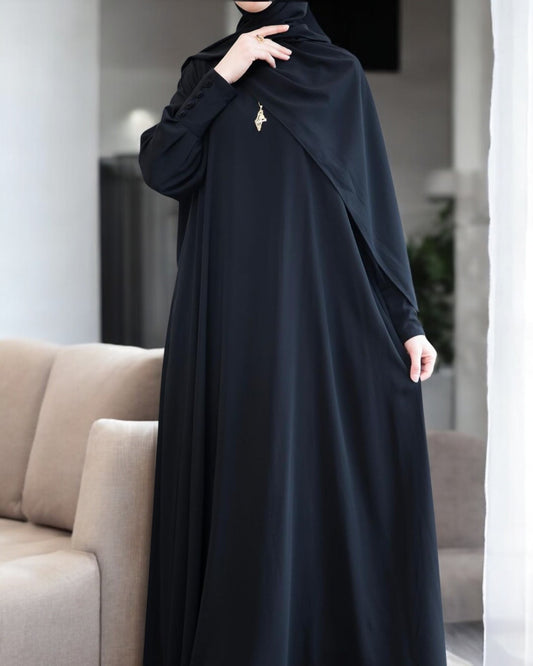 Umbrella Flare Firdaus Fabric Abaya with Cuff Sleeves