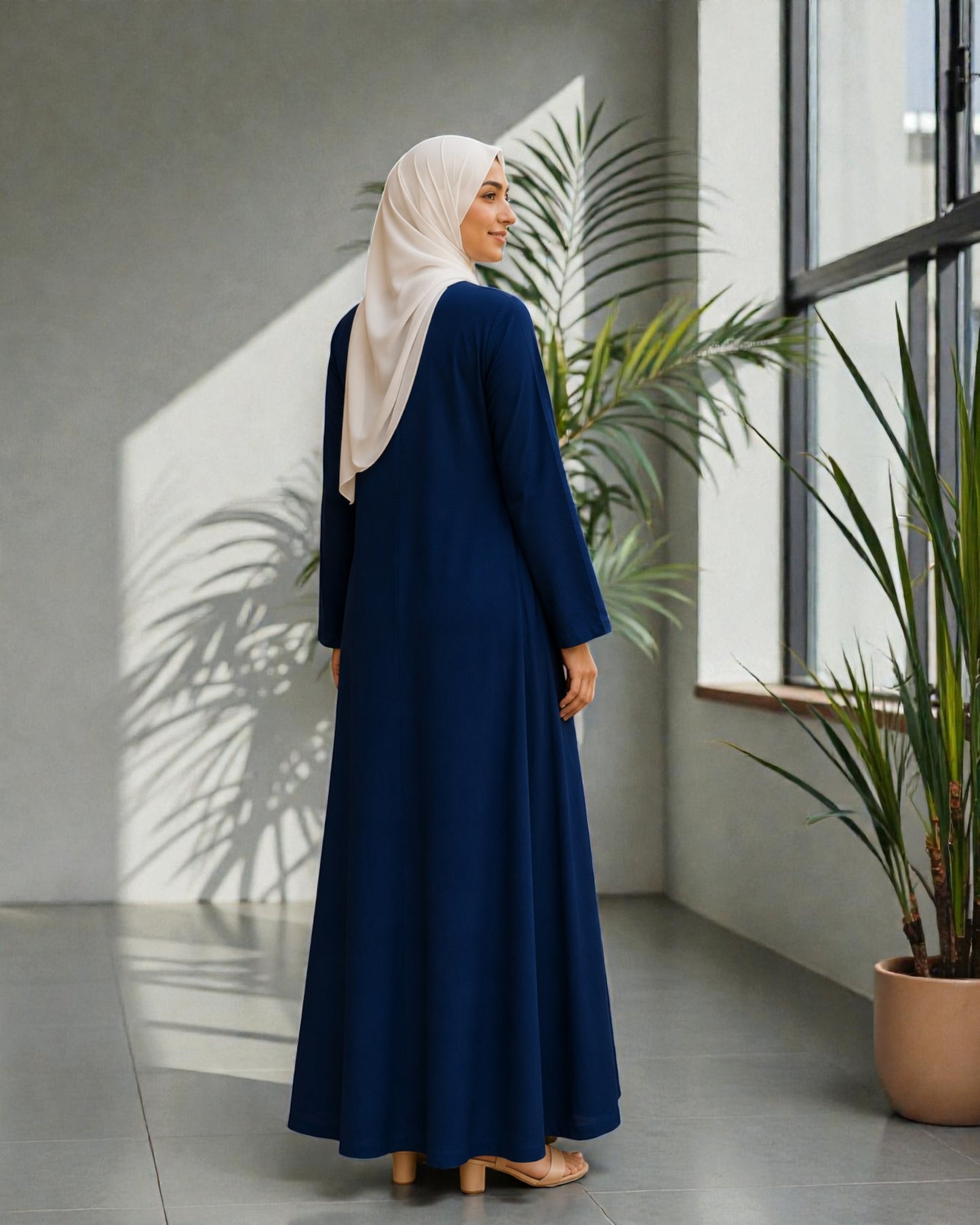 Chikankari Abaya With Front Open Design in Rayon Fabric