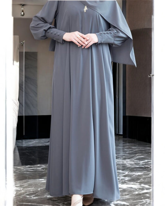 Umbrella Flare Firdaus Fabric Abaya with Cuff Sleeves