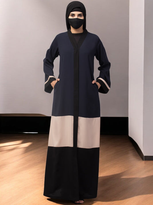 Color-Blocked Open Abaya.