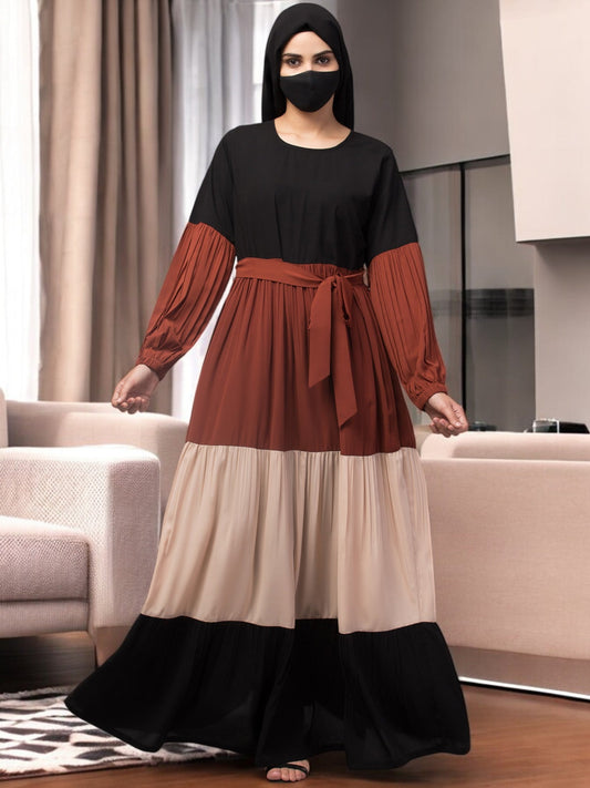 Multi Colored and Multi-Tiered Abaya Dress.