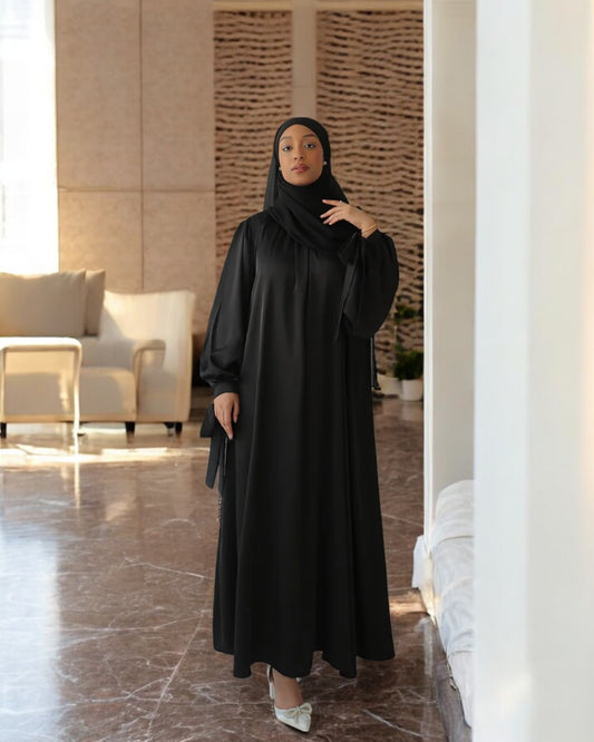 Extra Flare Nida Satin Abaya with Designer Sleeves