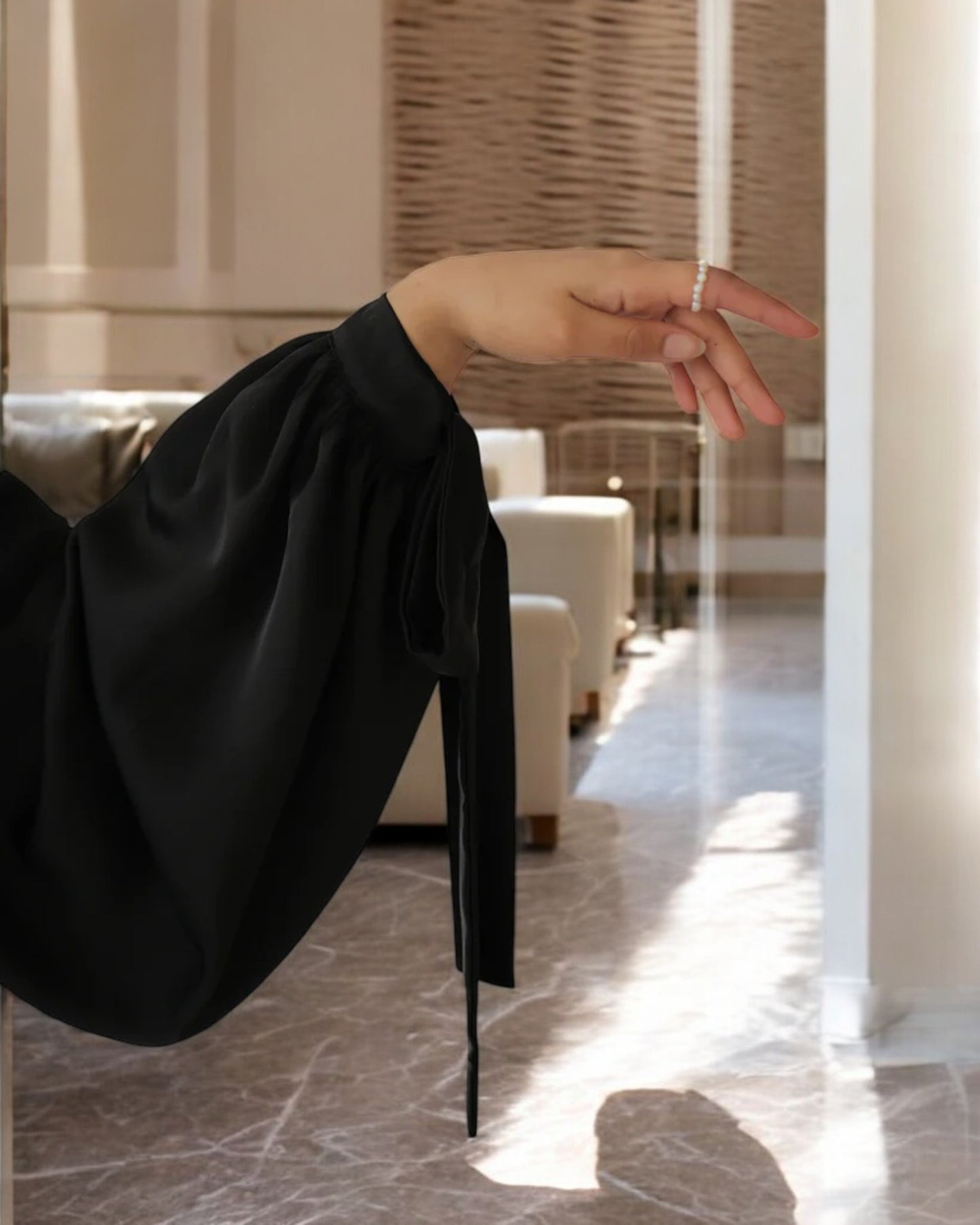 Extra Flare Nida Satin Abaya with Designer Sleeves