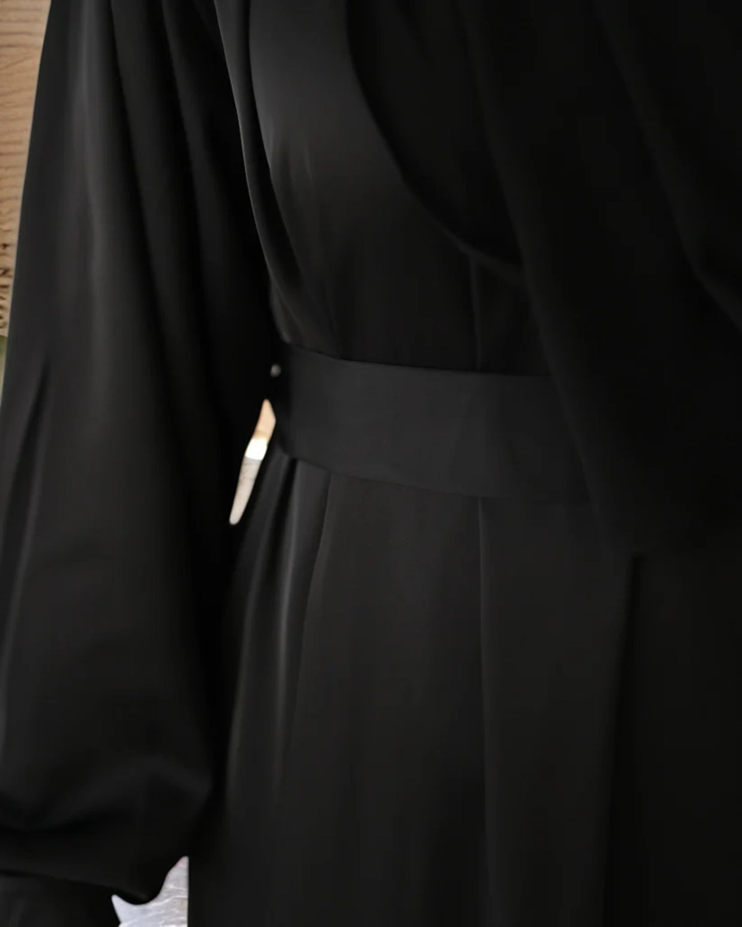 Extra Flare Nida Satin Abaya with Designer Sleeves