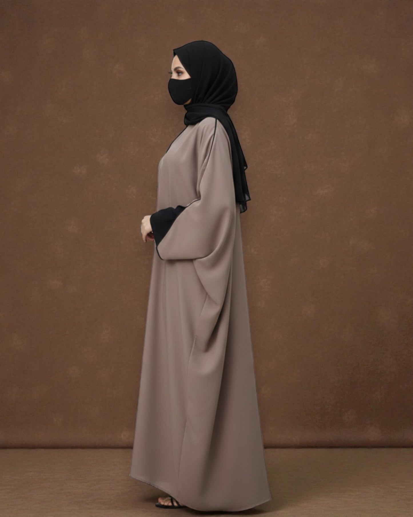 Free Size Kaftan Abaya in Premium Tiktok Fabric - Closed Abaya - Piping Design - Contrast Piping - Designer Sleeves - Complementary Hijab