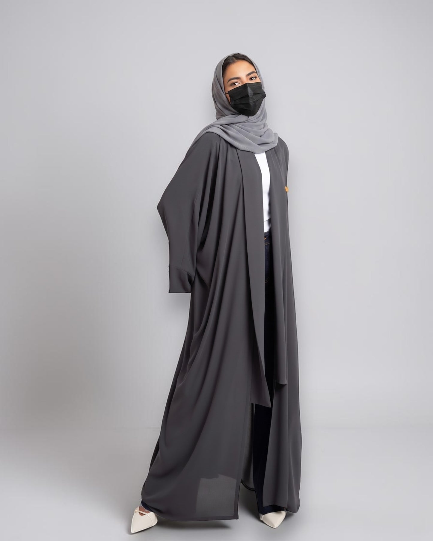 Open Front Abaya With Wide Sleeves