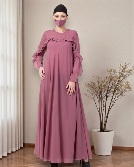 Musheco-Modest Dress With Ruffles In Firdaus Fabric