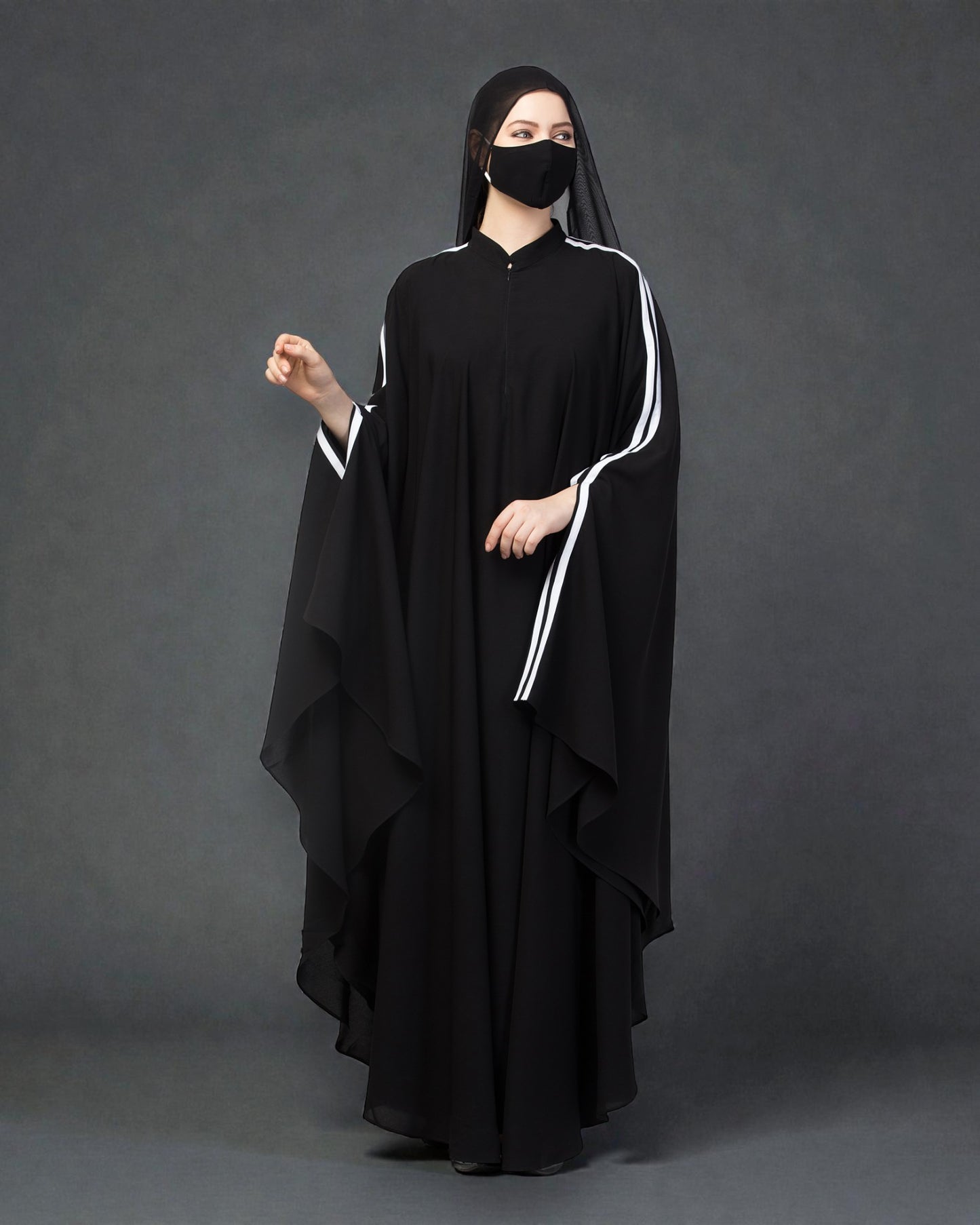 Plain Color Irani Kaftan With Double Stripes