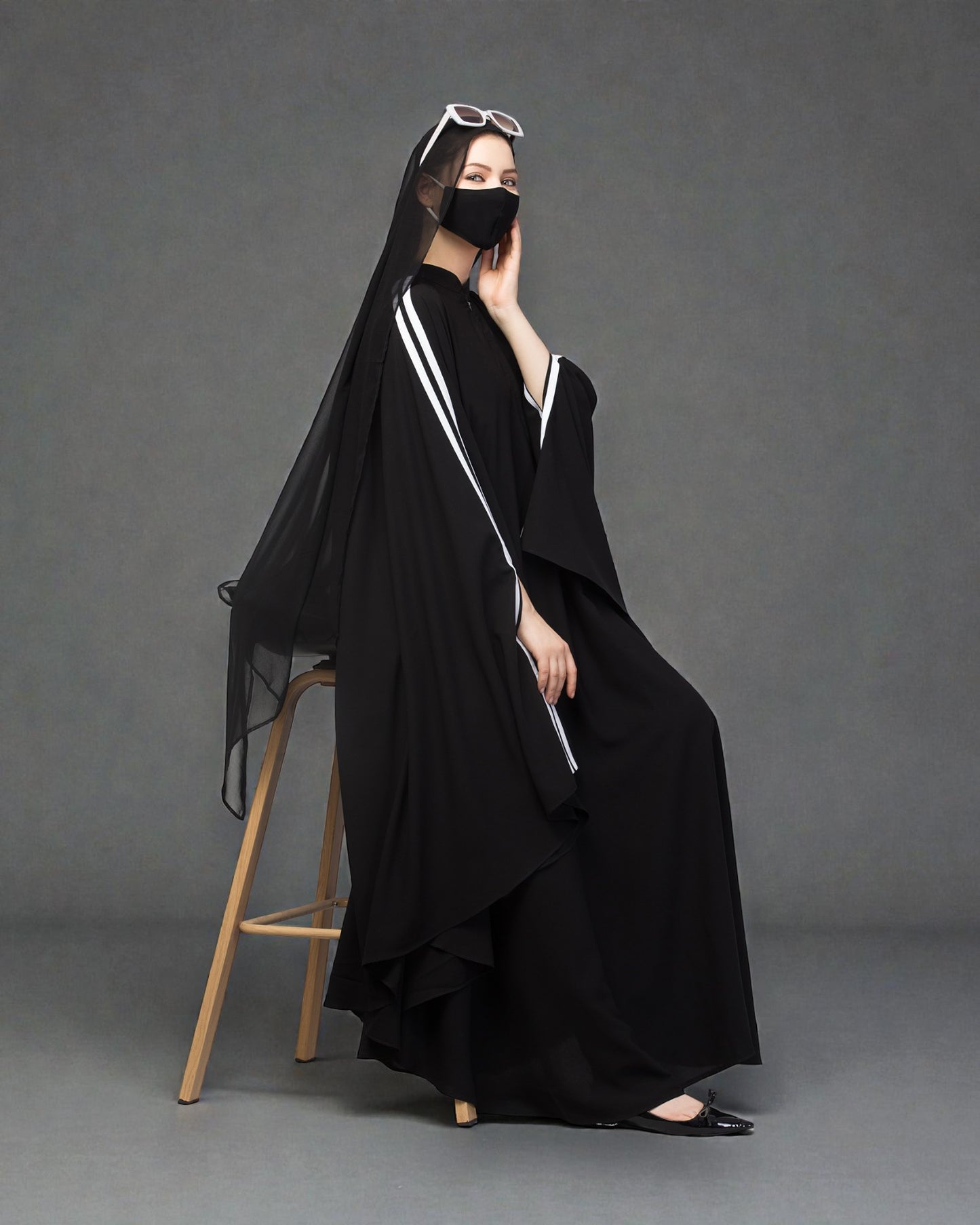 Plain Color Irani Kaftan With Double Stripes