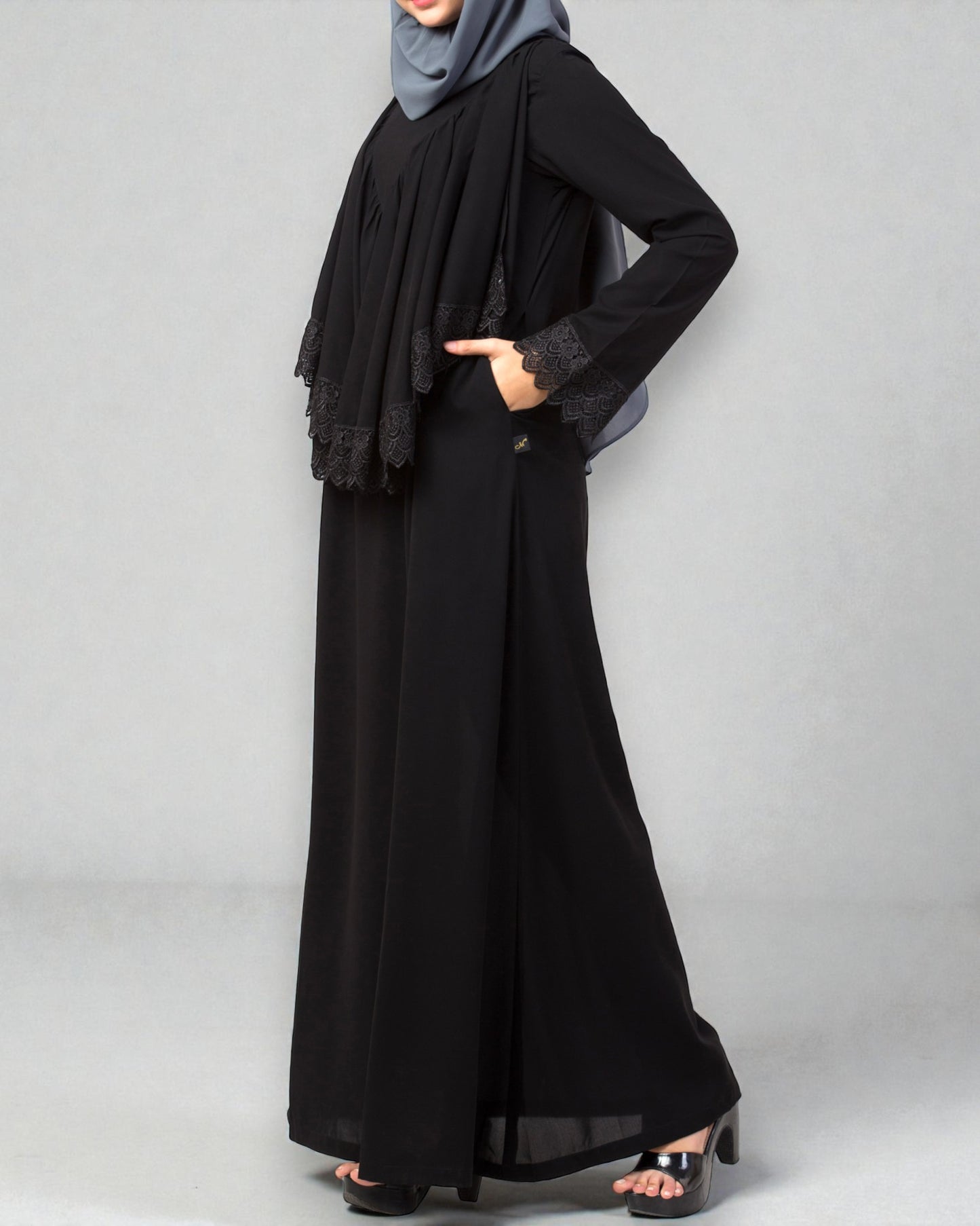 Modest Abaya Dress With Extra Layer and Lace work