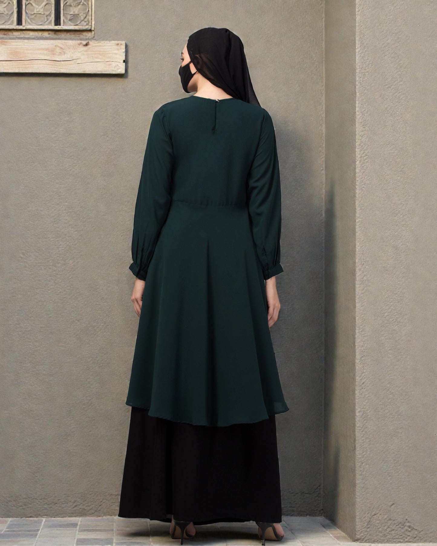 "Elegant Co-ord Set: Flared Long Top and Elasticated Waistband Skirt"