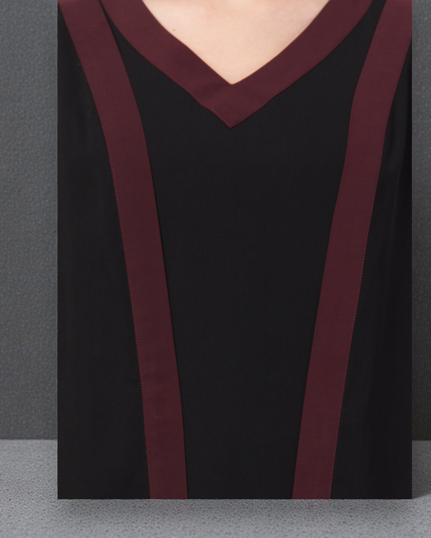 Musheco Stylish Abaya Dress With Attached Shrug and Contrast Panels