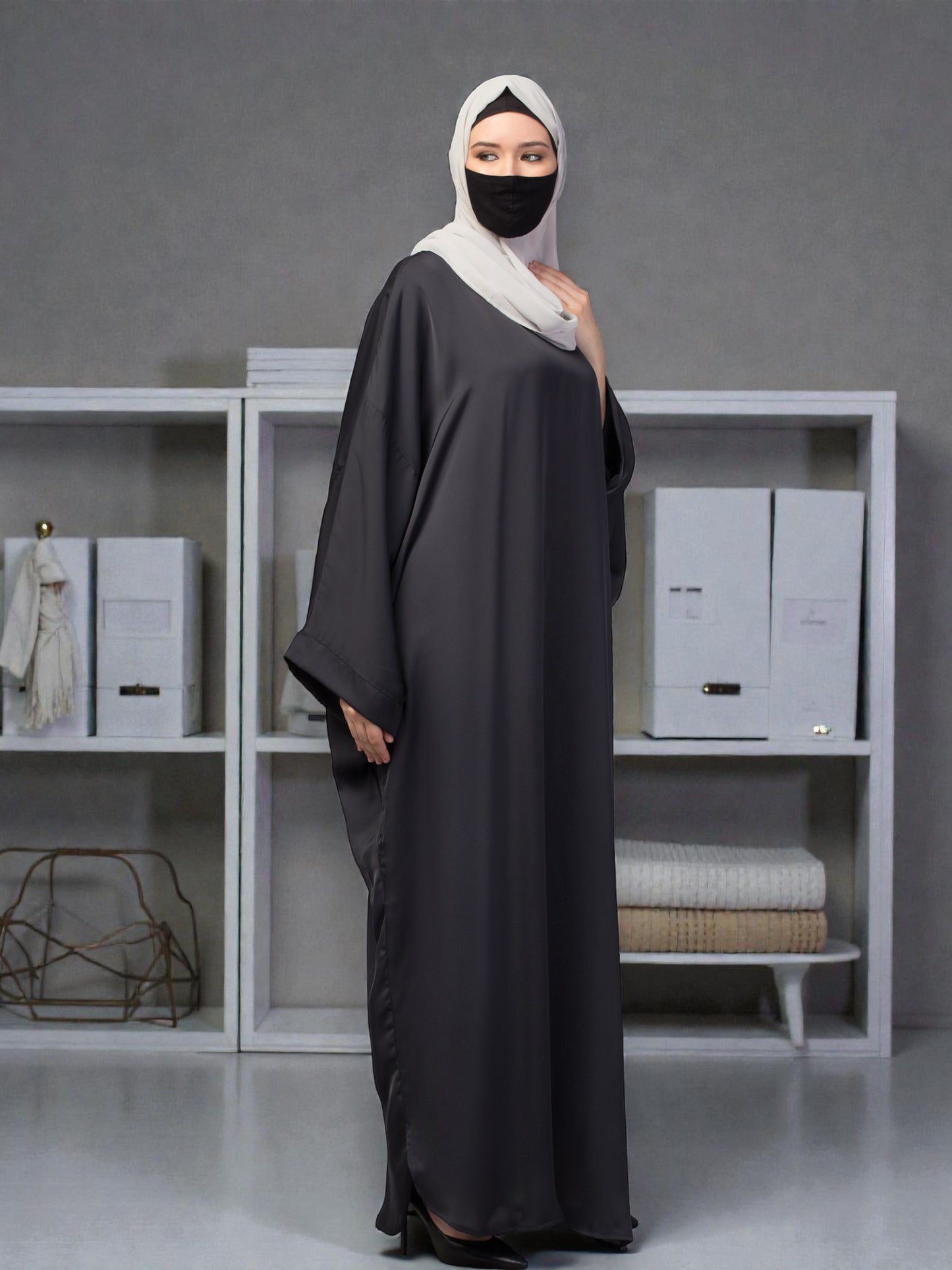 Loose Fit Classic Modest Kaftan Burqa In Nida Satin Fabric