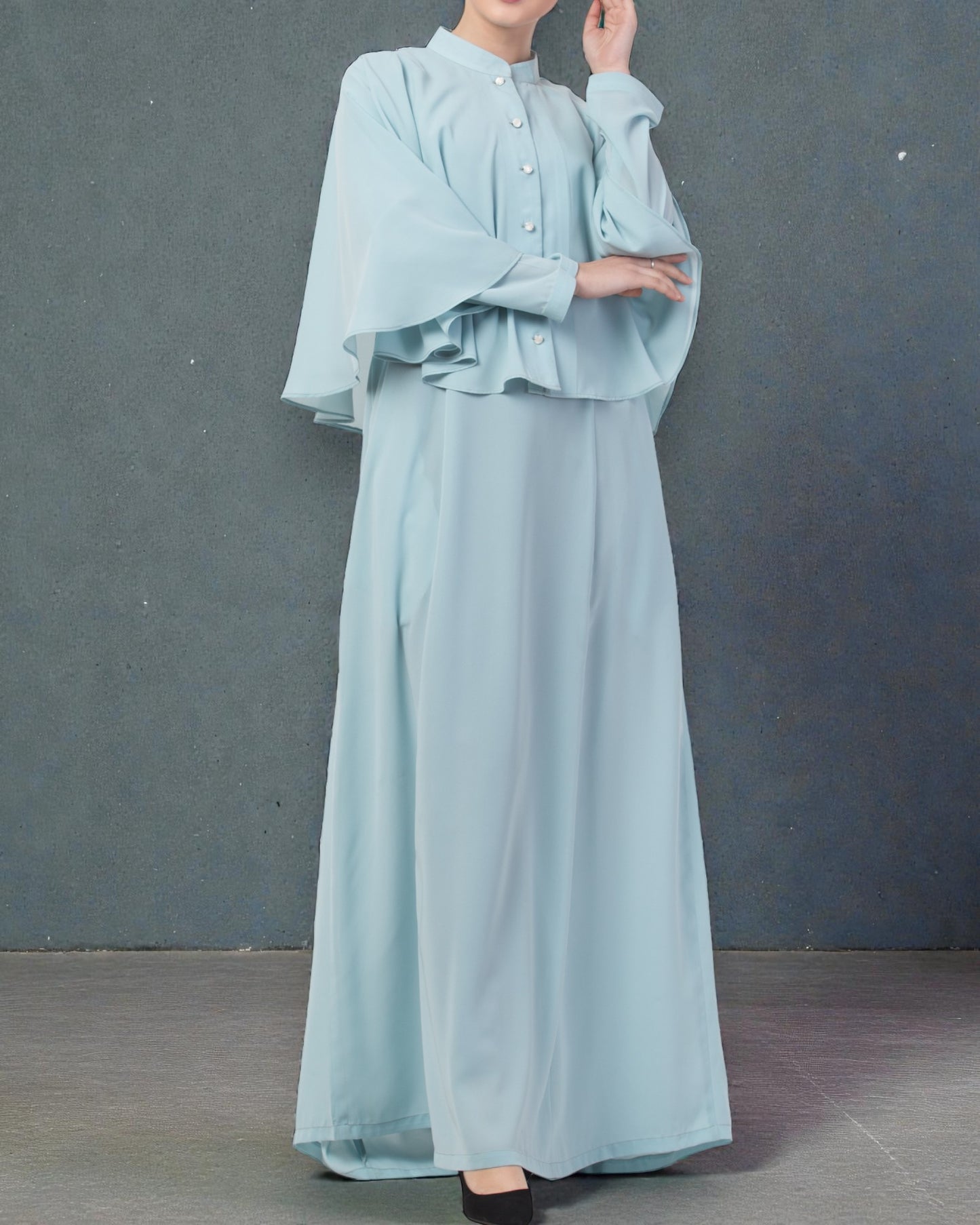 Musheco-Abaya With Detachable Cape In Firdaus Fabric