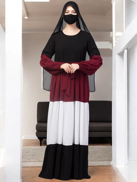Multi Colored and Multi-Tiered Abaya Dress.