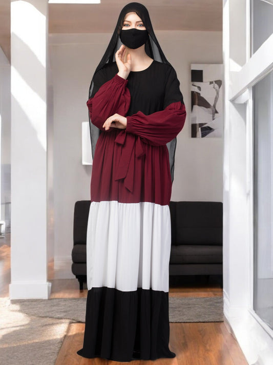 Multi Colored and Multi-Tiered Abaya Dress.