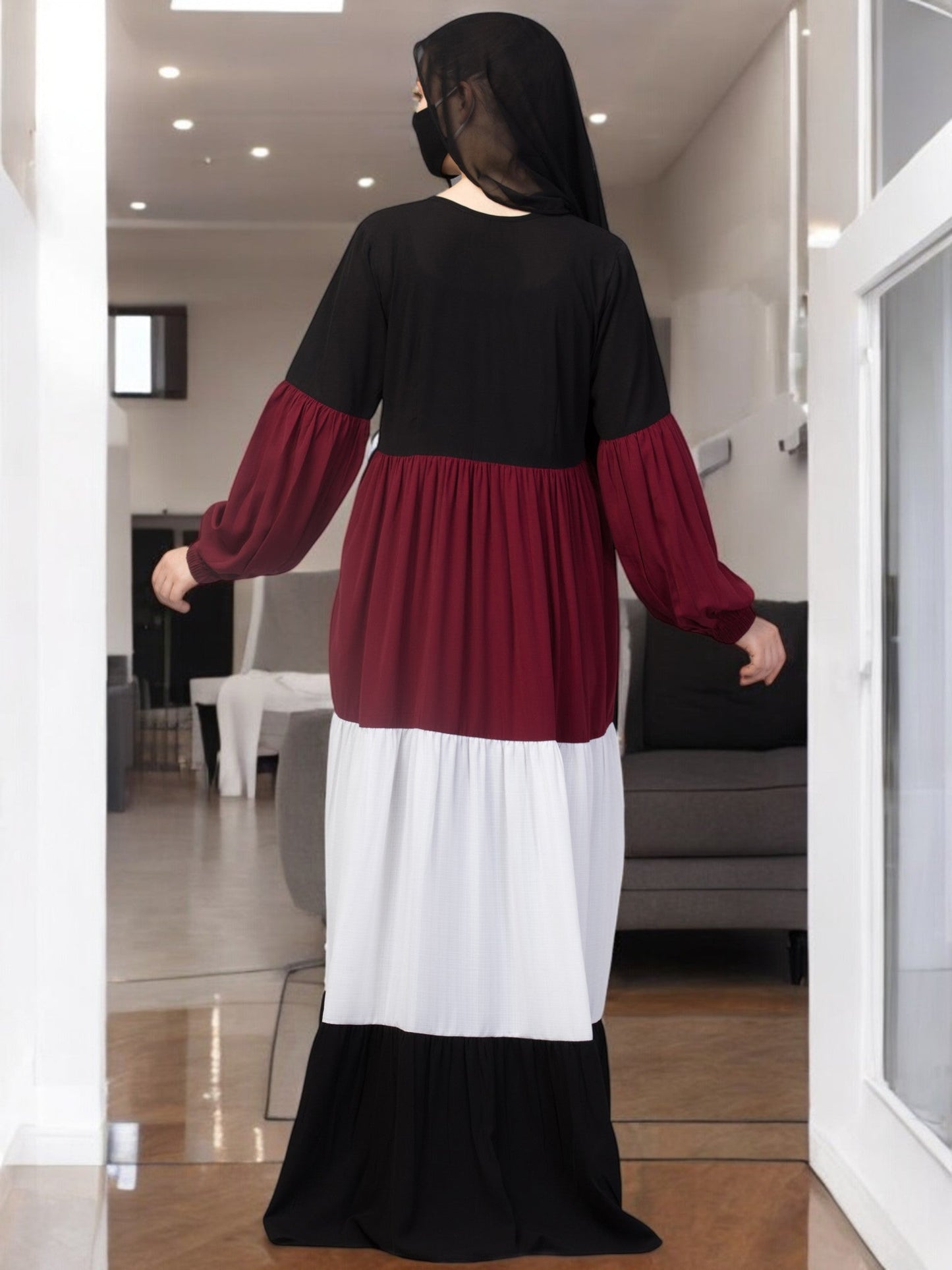 Multi Colored and Multi-Tiered Abaya Dress.