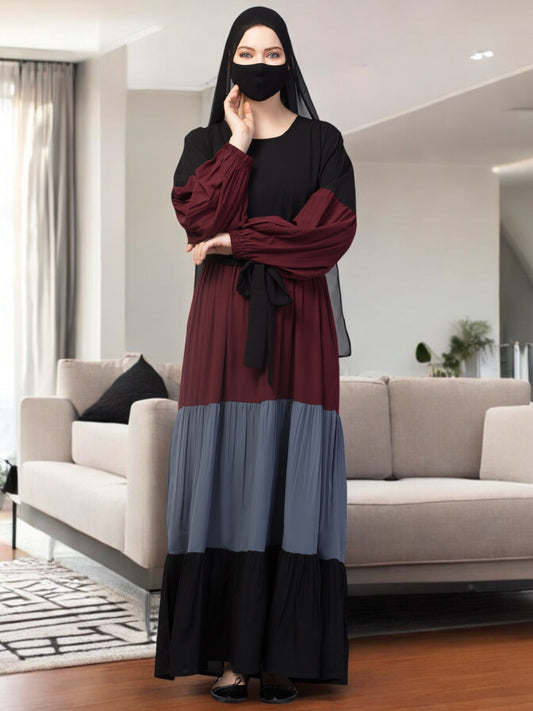 Multi Colored and Multi-Tiered Abaya Dress.