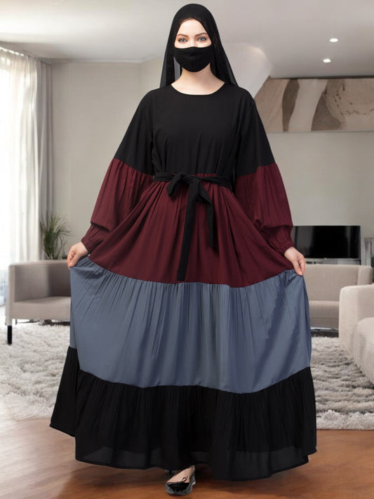 Multi Colored and Multi-Tiered Abaya Dress.