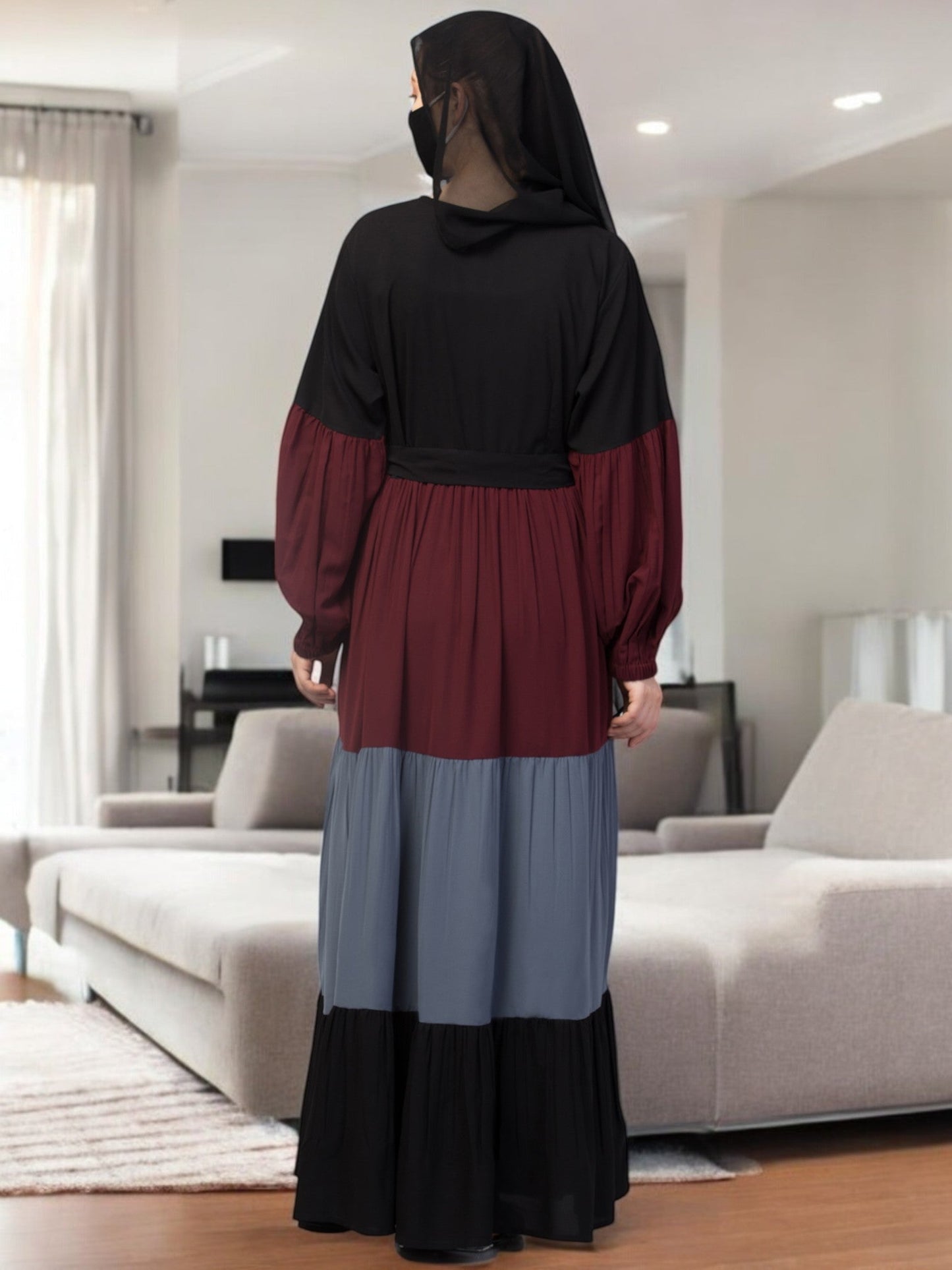 Multi Colored and Multi-Tiered Abaya Dress.