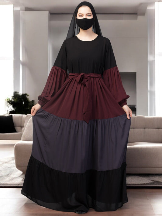 Multi Colored and Multi-Tiered Abaya Dress.