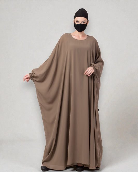 Musheco-Free Size Kaftan Abaya With Striped Border