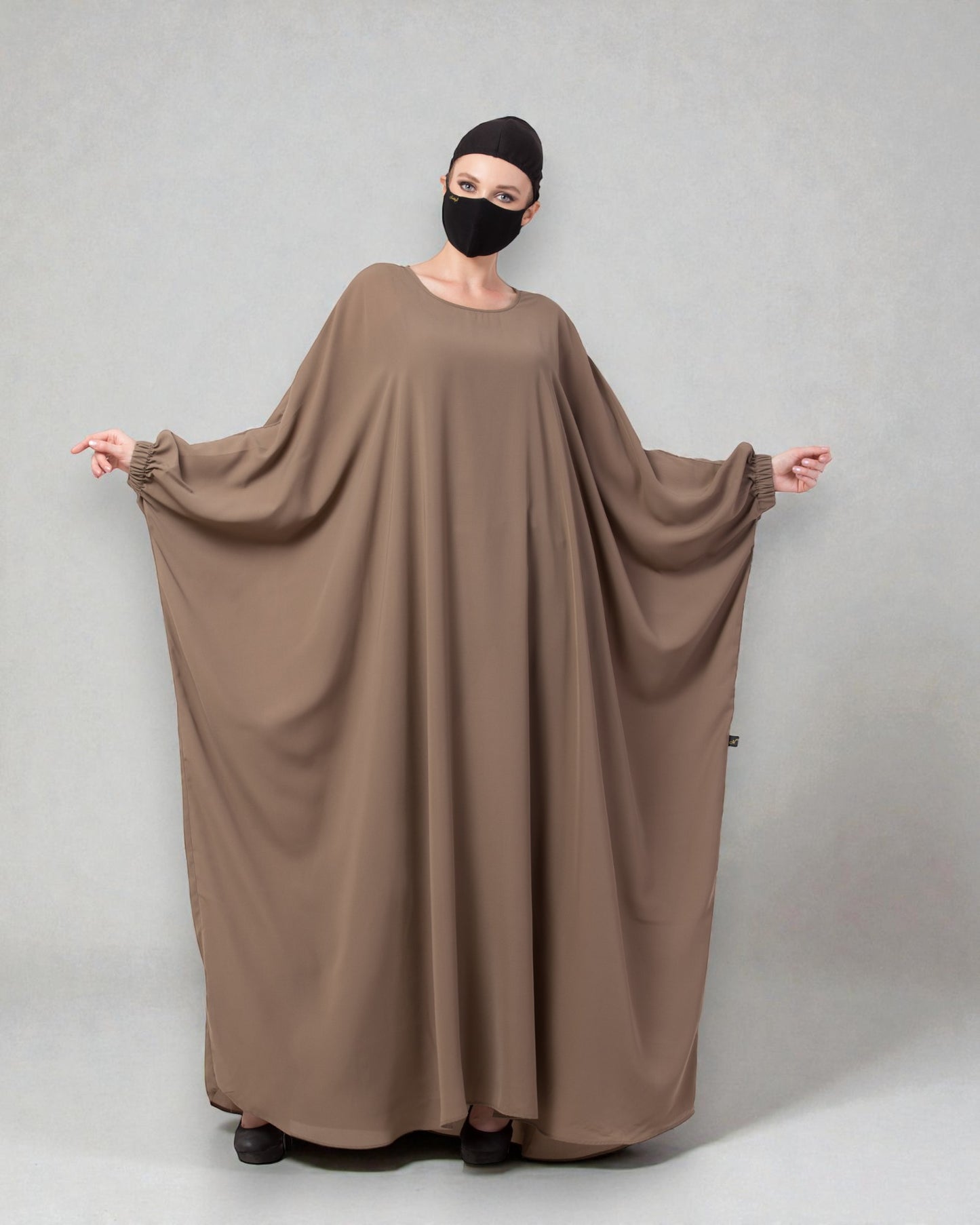 Musheco-Free Size Kaftan Abaya With Striped Border