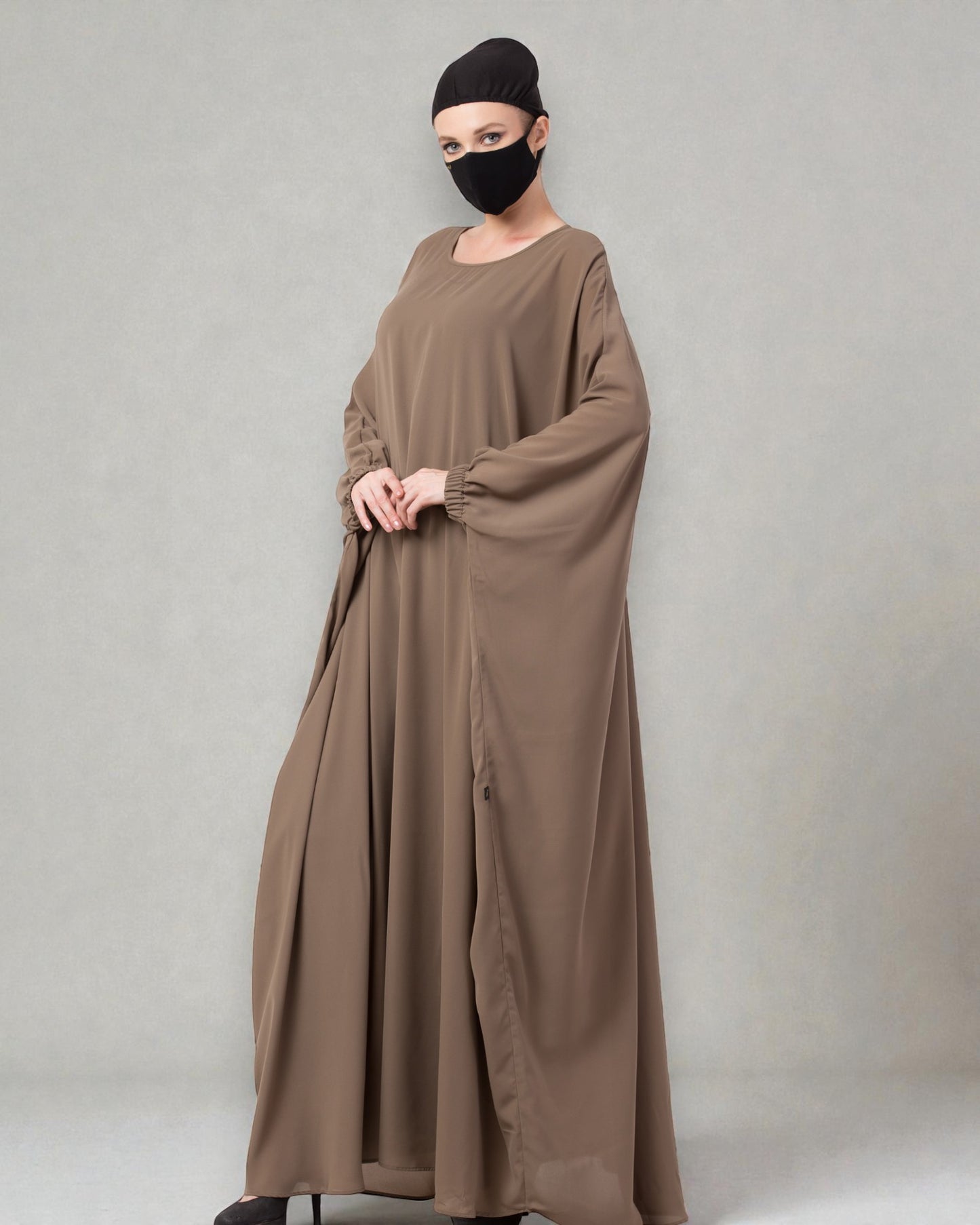 Musheco-Free Size Kaftan Abaya With Striped Border