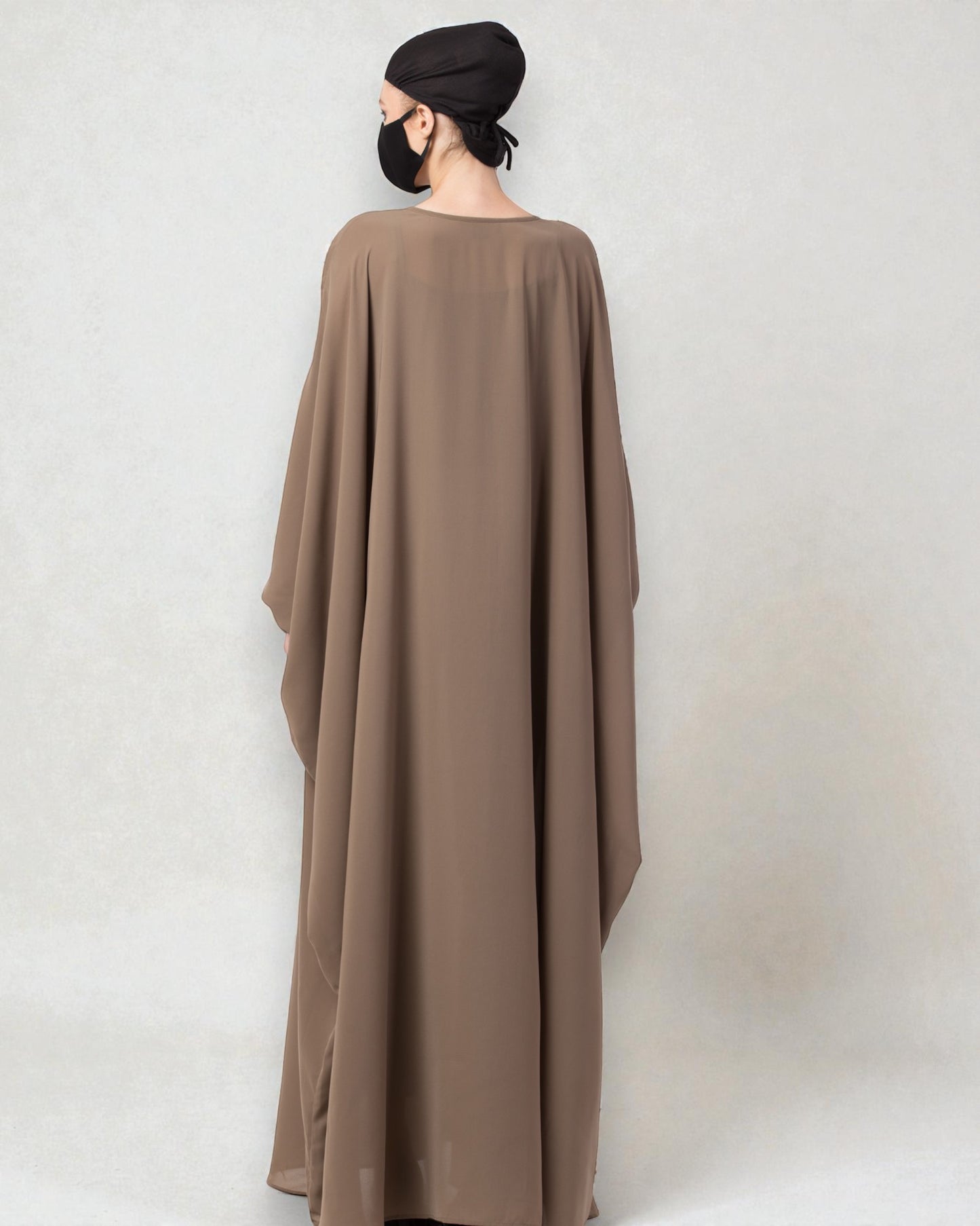 Musheco-Free Size Kaftan Abaya With Striped Border