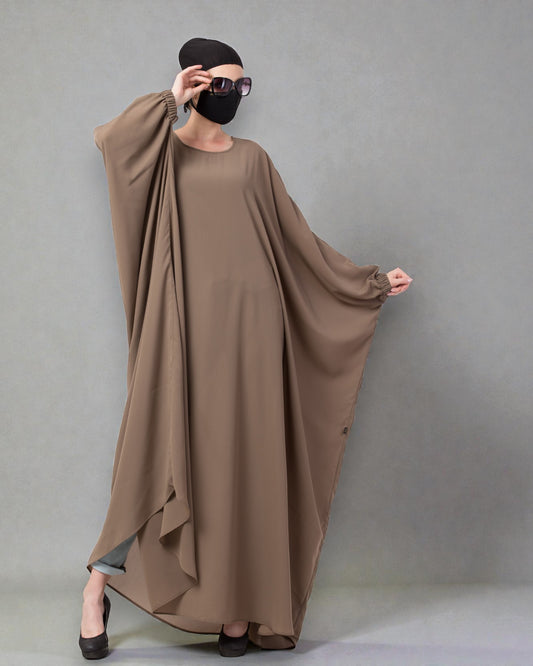 Musheco-Free Size Kaftan Abaya With Striped Border