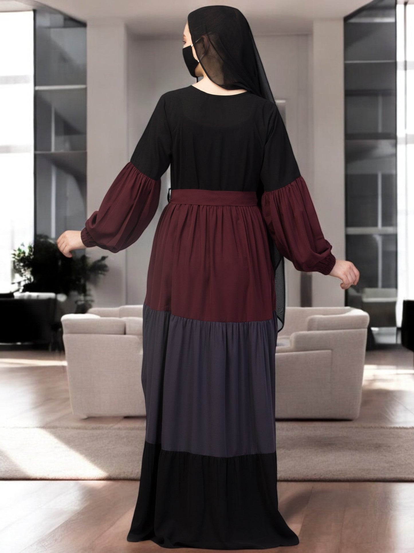Multi Colored and Multi-Tiered Abaya Dress.