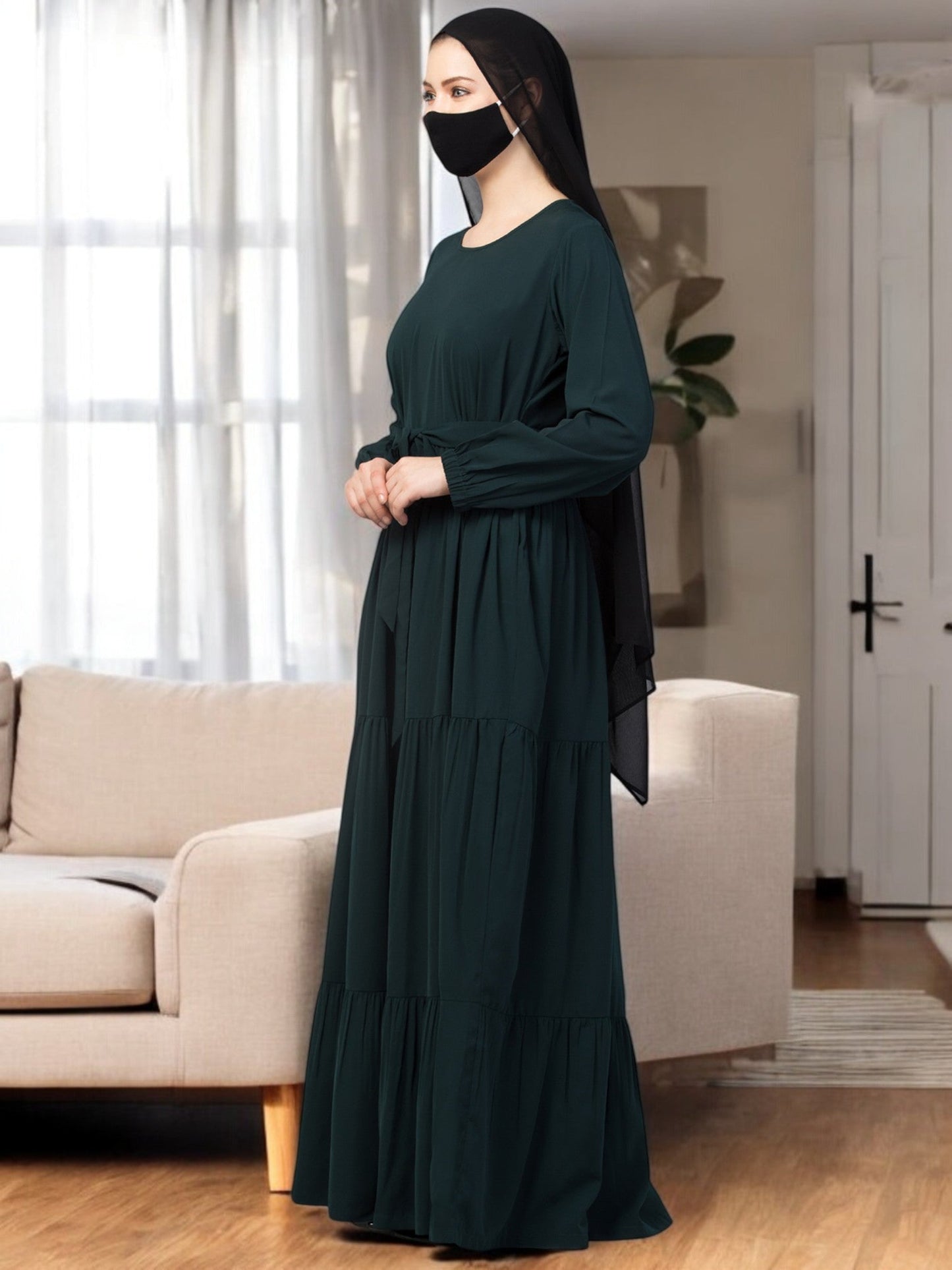 Four Tiered Abaya With Frills