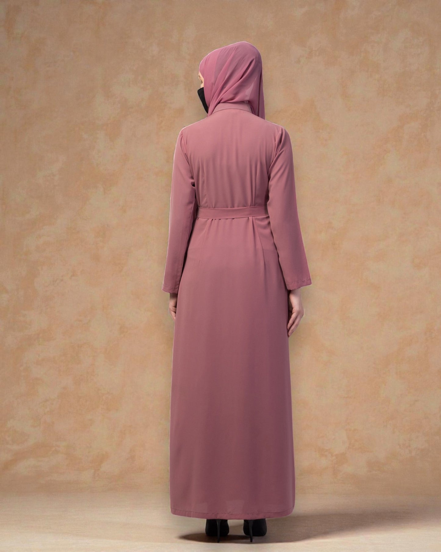Front Open Abaya In Firdaus Fabric With Pockets & Matching Belt