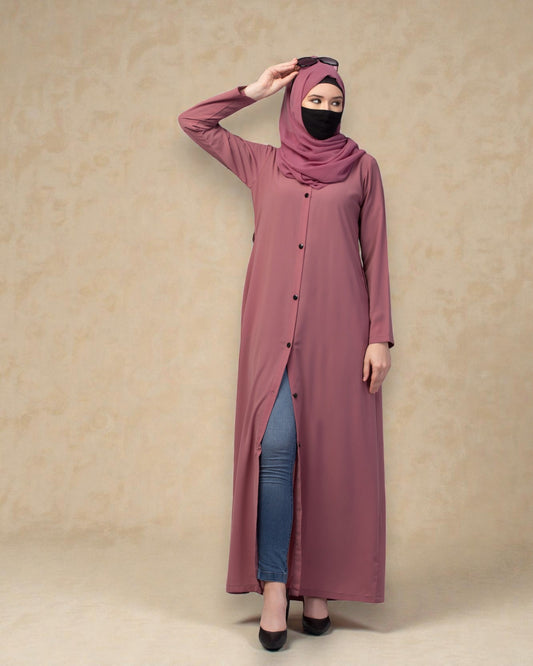 Front Open Abaya In Firdaus Fabric With Pockets & Matching Belt